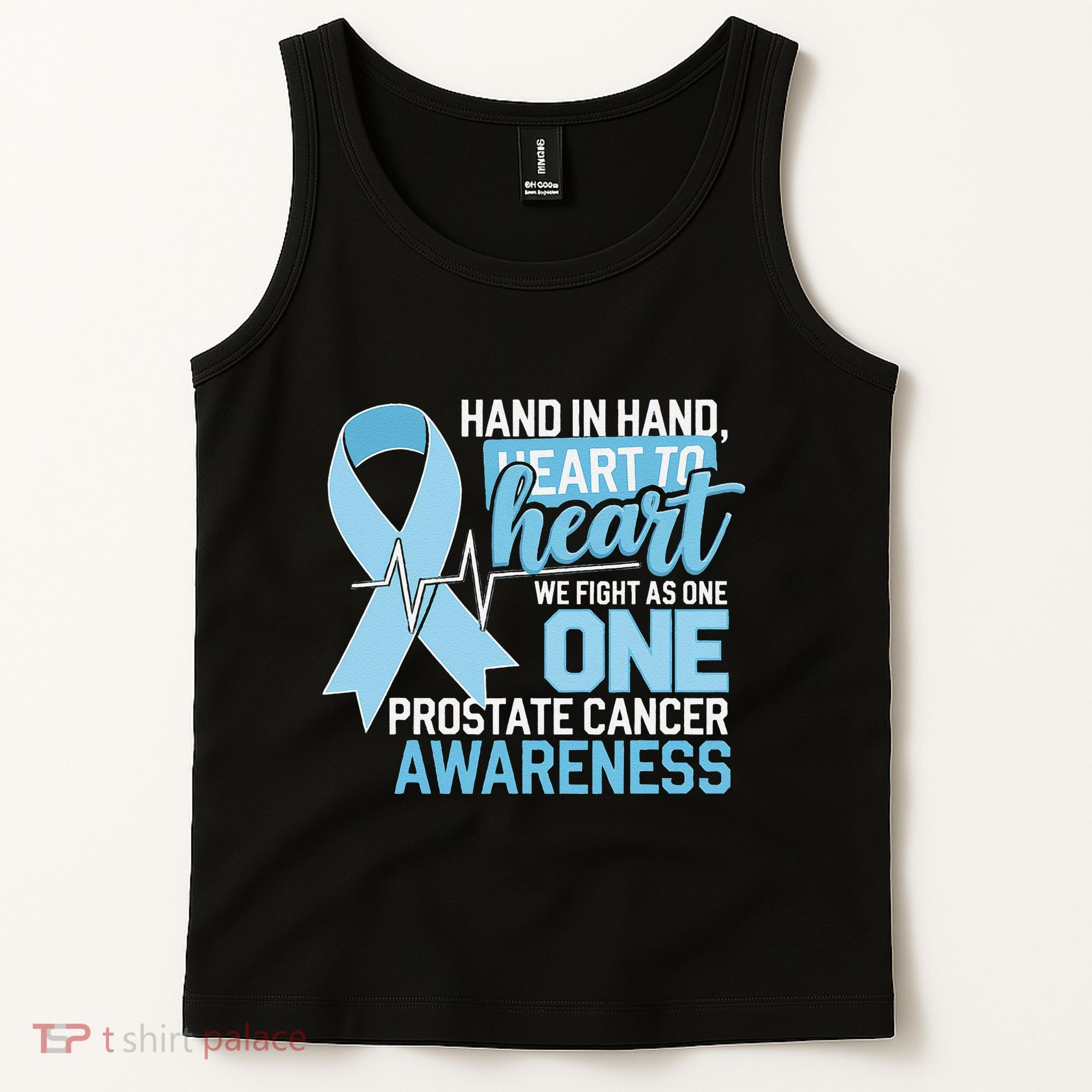 Prostate Cancer Awareness Heart To Heart Light Blue Ribbon Tank Top