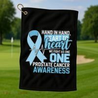 Prostate Cancer Awareness Heart To Heart Light Blue Ribbon Golf Towel thumb 1