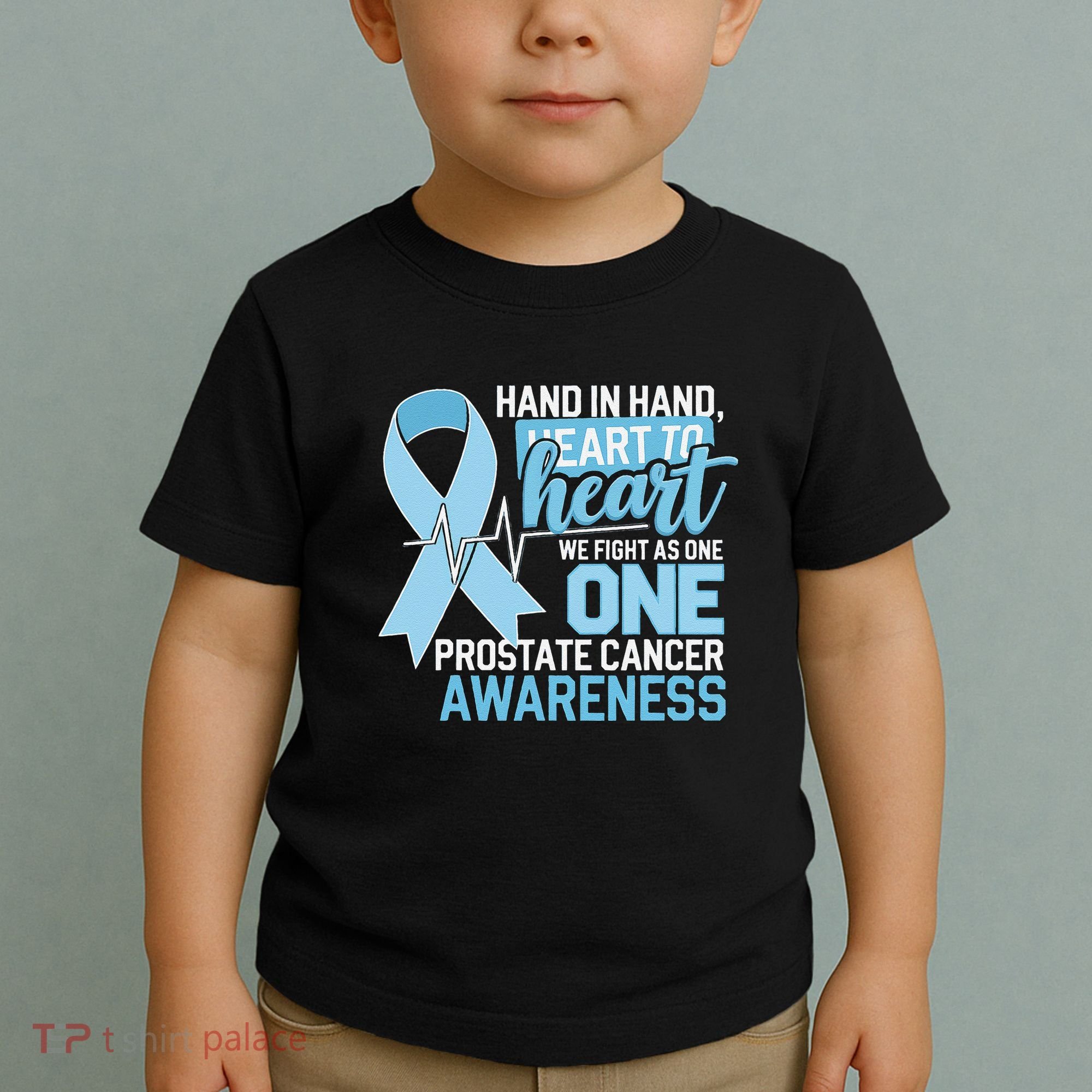 Prostate Cancer Awareness Heart To Heart Light Blue Ribbon Toddler T-Shirt