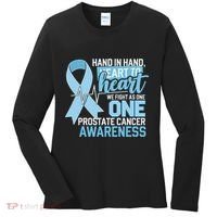 Prostate Cancer Awareness Heart To Heart Light Blue Ribbon Women's Long Sleeve Shirt thumb 0