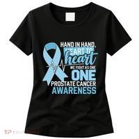 Prostate Cancer Awareness Heart To Heart Light Blue Ribbon Women's T-Shirt thumb 0
