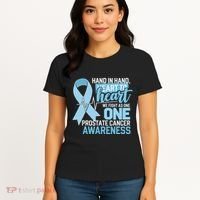 Prostate Cancer Awareness Heart To Heart Light Blue Ribbon Women's T-Shirt thumb 4
