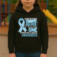 Prostate Cancer Awareness Heart To Heart Light Blue Ribbon Kids Hoodie thumb 3