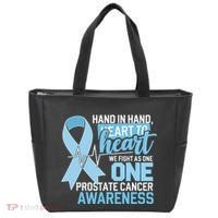 Prostate Cancer Awareness Heart To Heart Light Blue Ribbon Tote Bag thumb 0