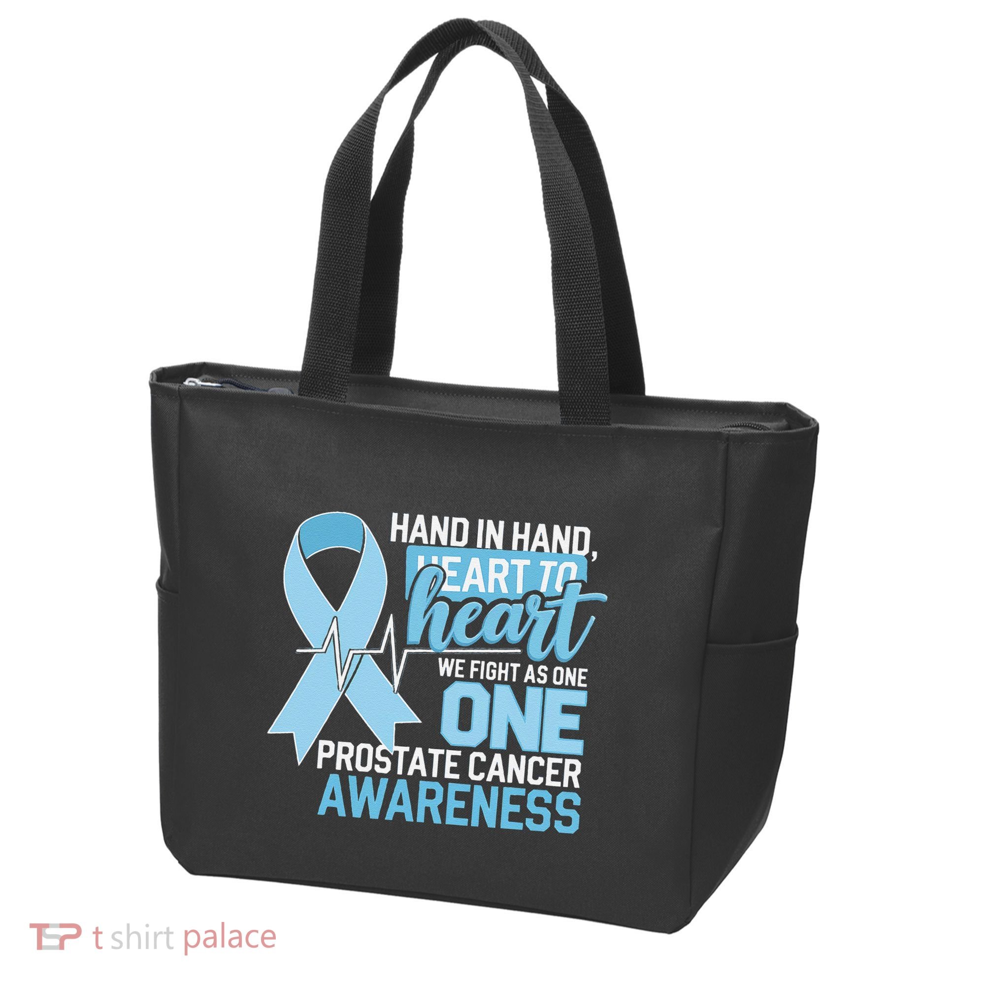 Prostate Cancer Awareness Heart To Heart Light Blue Ribbon Tote Bag