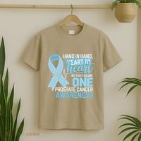 Prostate Cancer Awareness Heart To Heart Light Blue Ribbon T-Shirt thumb 2