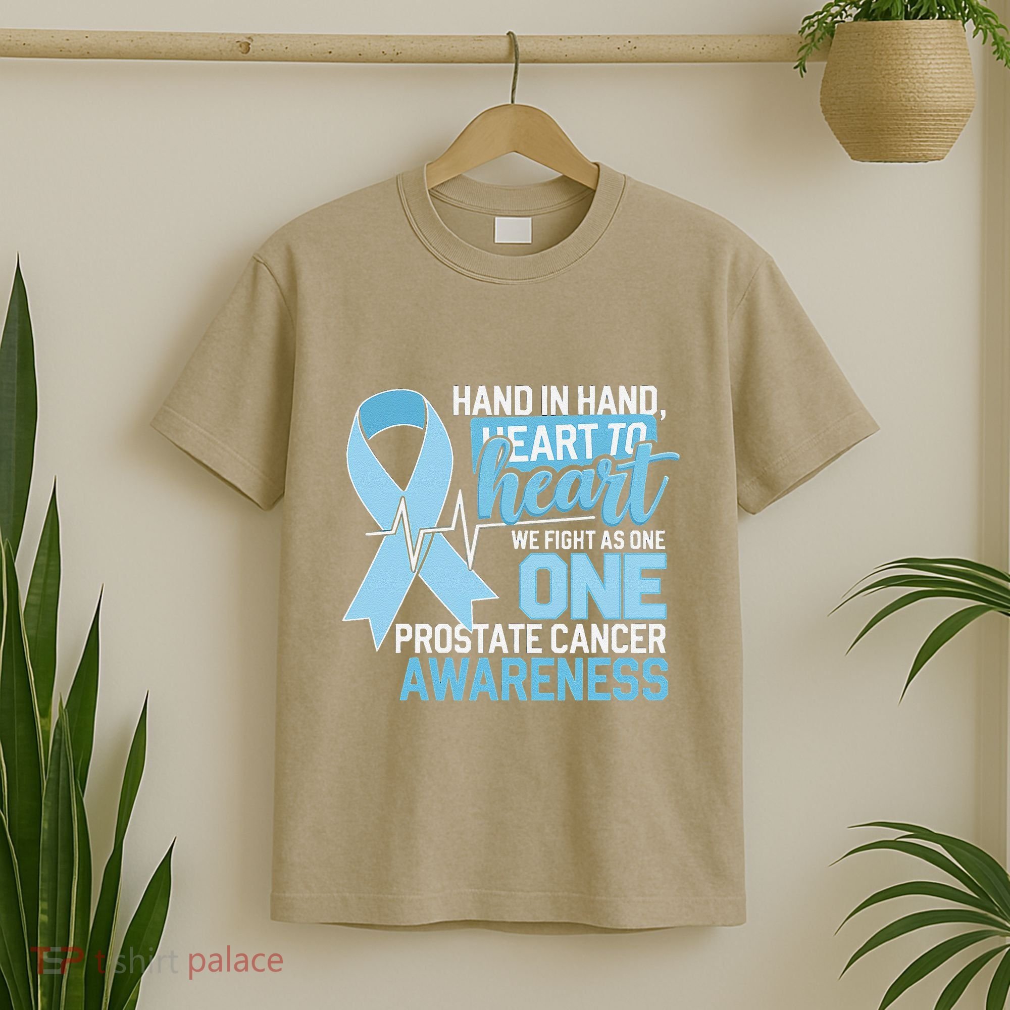 Prostate Cancer Awareness Heart To Heart Light Blue Ribbon T-Shirt