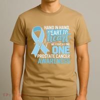 Prostate Cancer Awareness Heart To Heart Light Blue Ribbon T-Shirt thumb 3