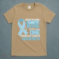 Prostate Cancer Awareness Heart To Heart Light Blue Ribbon T-Shirt thumb 5