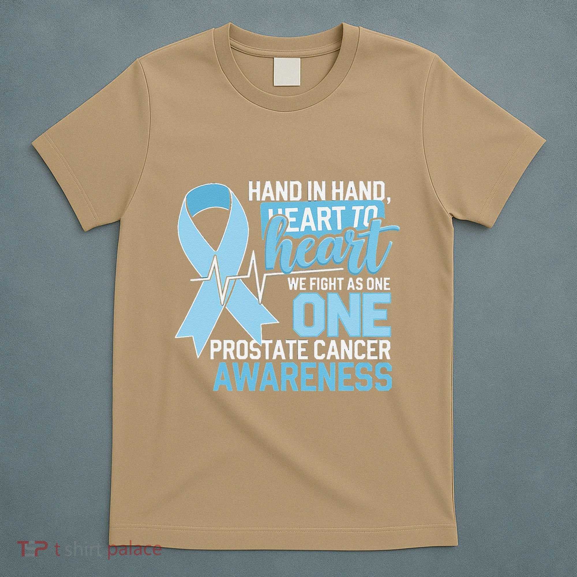 Prostate Cancer Awareness Heart To Heart Light Blue Ribbon T-Shirt