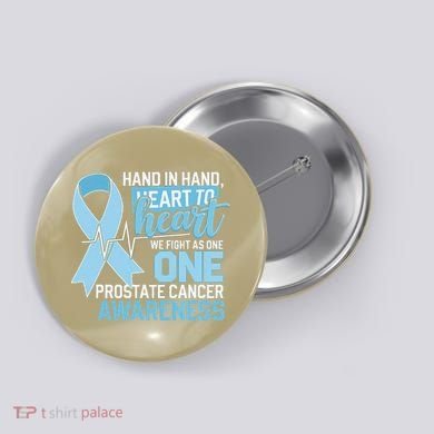 Prostate Cancer Awareness Heart To Heart Light Blue Ribbon Button