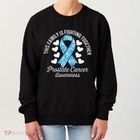 Prostate Cancer Awareness Family Fighting Light Blue Ribbon Women's Sweatshirt thumb 0