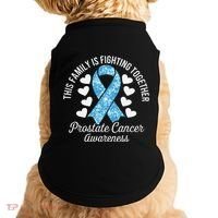 Prostate Cancer Awareness Family Fighting Light Blue Ribbon Doggie Tank thumb 0