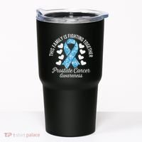 Prostate Cancer Awareness Family Fighting Light Blue Ribbon Tumbler thumb 0