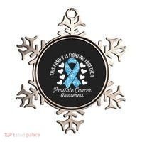 Prostate Cancer Awareness Family Fighting Light Blue Ribbon Ornament thumb 0