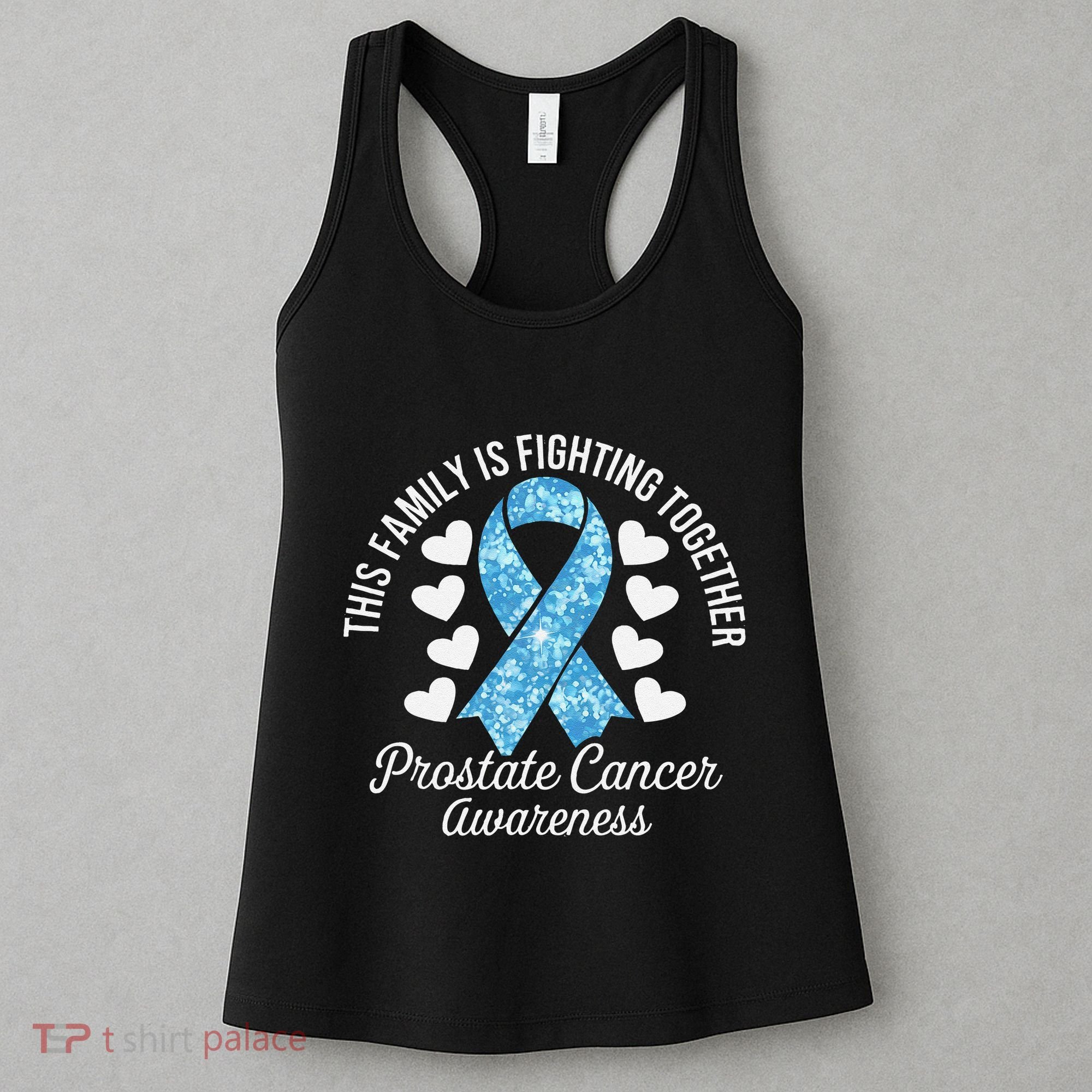 Prostate Cancer Awareness Family Fighting Light Blue Ribbon Women's Tank Top