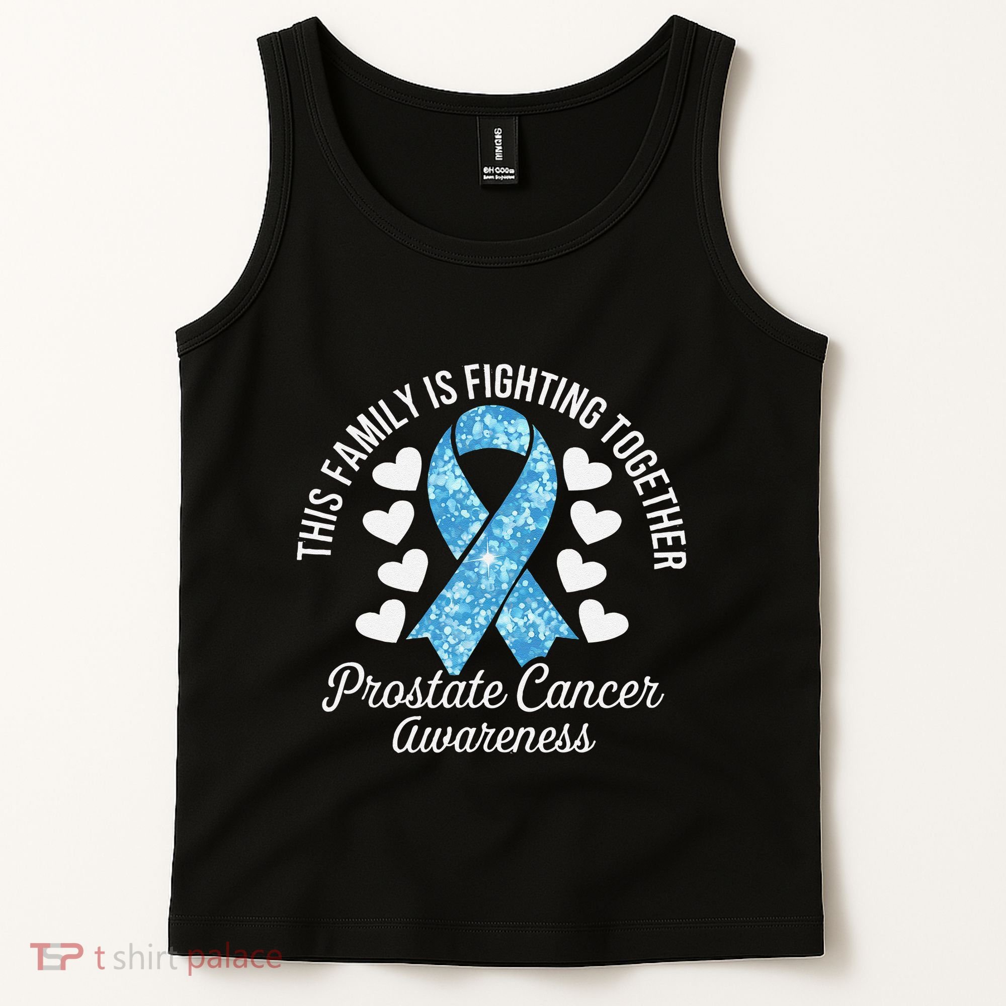 Prostate Cancer Awareness Family Fighting Light Blue Ribbon Tank Top
