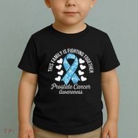 Prostate Cancer Awareness Family Fighting Light Blue Ribbon Toddler T-Shirt thumb 2