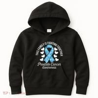 Prostate Cancer Awareness Family Fighting Light Blue Ribbon Kids Hoodie thumb 0
