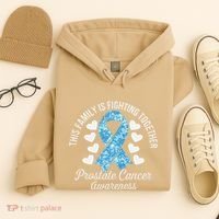 Prostate Cancer Awareness Family Fighting Light Blue Ribbon Hoodie thumb 4