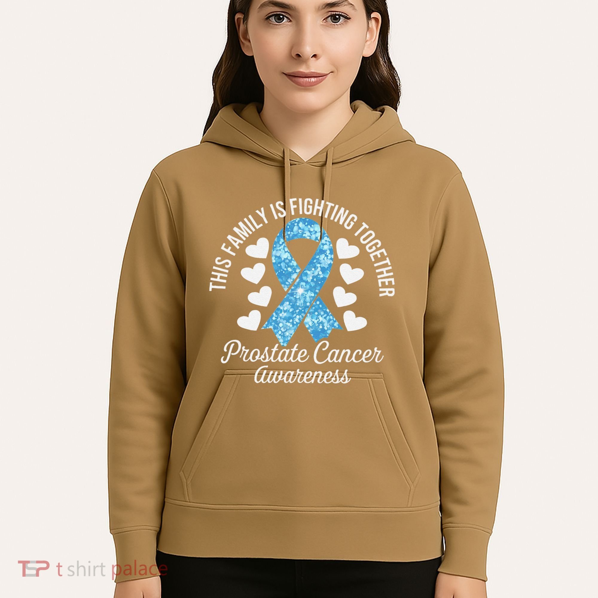 Prostate Cancer Awareness Family Fighting Light Blue Ribbon Hoodie