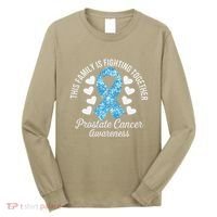 Prostate Cancer Awareness Family Fighting Light Blue Ribbon Long Sleeve Shirt thumb 0