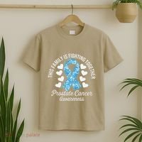 Prostate Cancer Awareness Family Fighting Light Blue Ribbon T-Shirt thumb 2