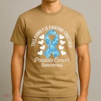Prostate Cancer Awareness Family Fighting Light Blue Ribbon T-Shirt thumb 3