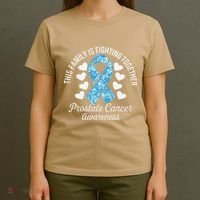 Prostate Cancer Awareness Family Fighting Light Blue Ribbon T-Shirt thumb 4
