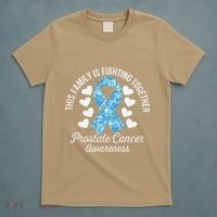 Prostate Cancer Awareness Family Fighting Light Blue Ribbon T-Shirt thumb 5