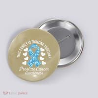 Prostate Cancer Awareness Family Fighting Light Blue Ribbon Button thumb 0