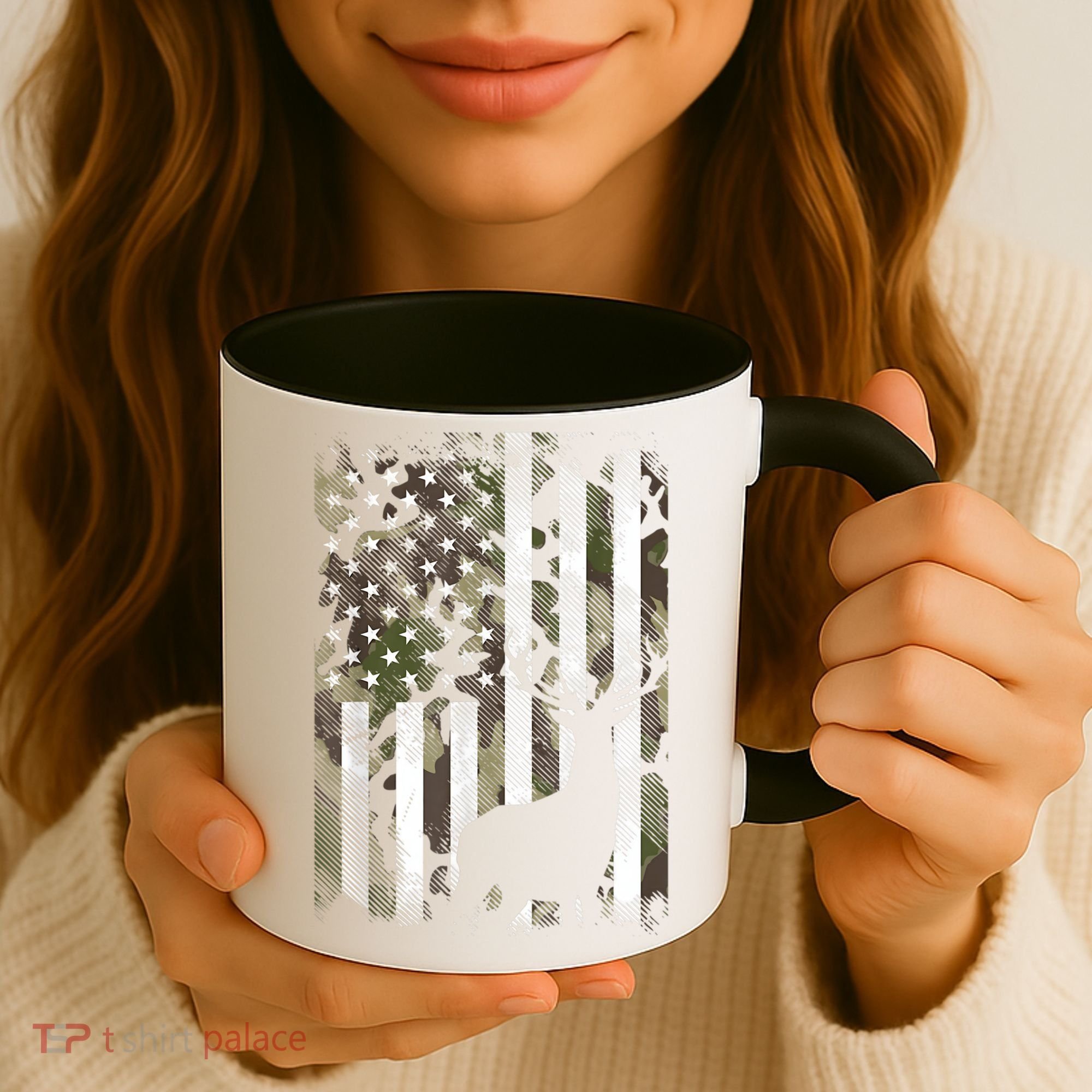 Patriotic Camo American Flag Deer Hunter Hunting Cute Gift Coffee Mug