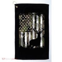 Patriotic Camo American Flag Deer Hunter Hunting Cute Gift Golf Towel thumb 0