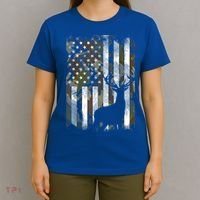 Patriotic Camo American Flag Deer Hunter Hunting Cute Gift T-Shirt thumb 4