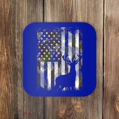 Patriotic Camo American Flag Deer Hunter Hunting Cute Gift Coaster