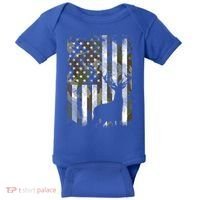 Patriotic Camo American Flag Deer Hunter Hunting Cute Gift Baby Bodysuit thumb 0