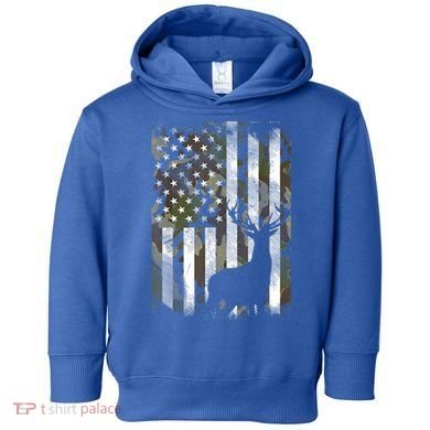 Patriotic Camo American Flag Deer Hunter Hunting Cute Gift Toddler Hoodie