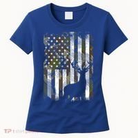 Patriotic Camo American Flag Deer Hunter Hunting Cute Gift Women's T-Shirt thumb 0