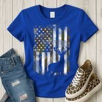 Patriotic Camo American Flag Deer Hunter Hunting Cute Gift Women's T-Shirt thumb 3