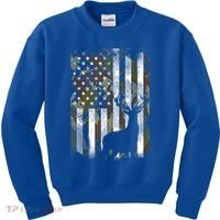 Patriotic Camo American Flag Deer Hunter Hunting Cute Gift Kids Sweatshirt thumb 0