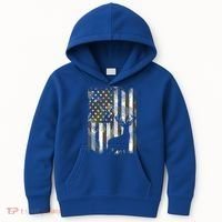 Patriotic Camo American Flag Deer Hunter Hunting Cute Gift Kids Hoodie thumb 0