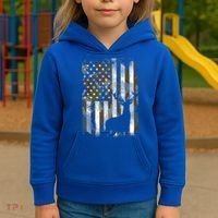 Patriotic Camo American Flag Deer Hunter Hunting Cute Gift Kids Hoodie thumb 3