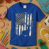 Patriotic Camo American Flag Deer Hunter Hunting Cute Gift Kids T-Shirt thumb 3