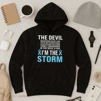 Prostate Cancer Awareness Light Blue Ribbon Dad Survivor Hoodie thumb 3