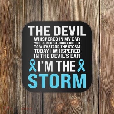 Prostate Cancer Awareness Light Blue Ribbon Dad Survivor Coaster