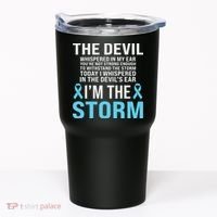 Prostate Cancer Awareness Light Blue Ribbon Dad Survivor Tumbler thumb 0