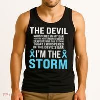 Prostate Cancer Awareness Light Blue Ribbon Dad Survivor Tank Top thumb 3