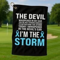 Prostate Cancer Awareness Light Blue Ribbon Dad Survivor Golf Towel thumb 1