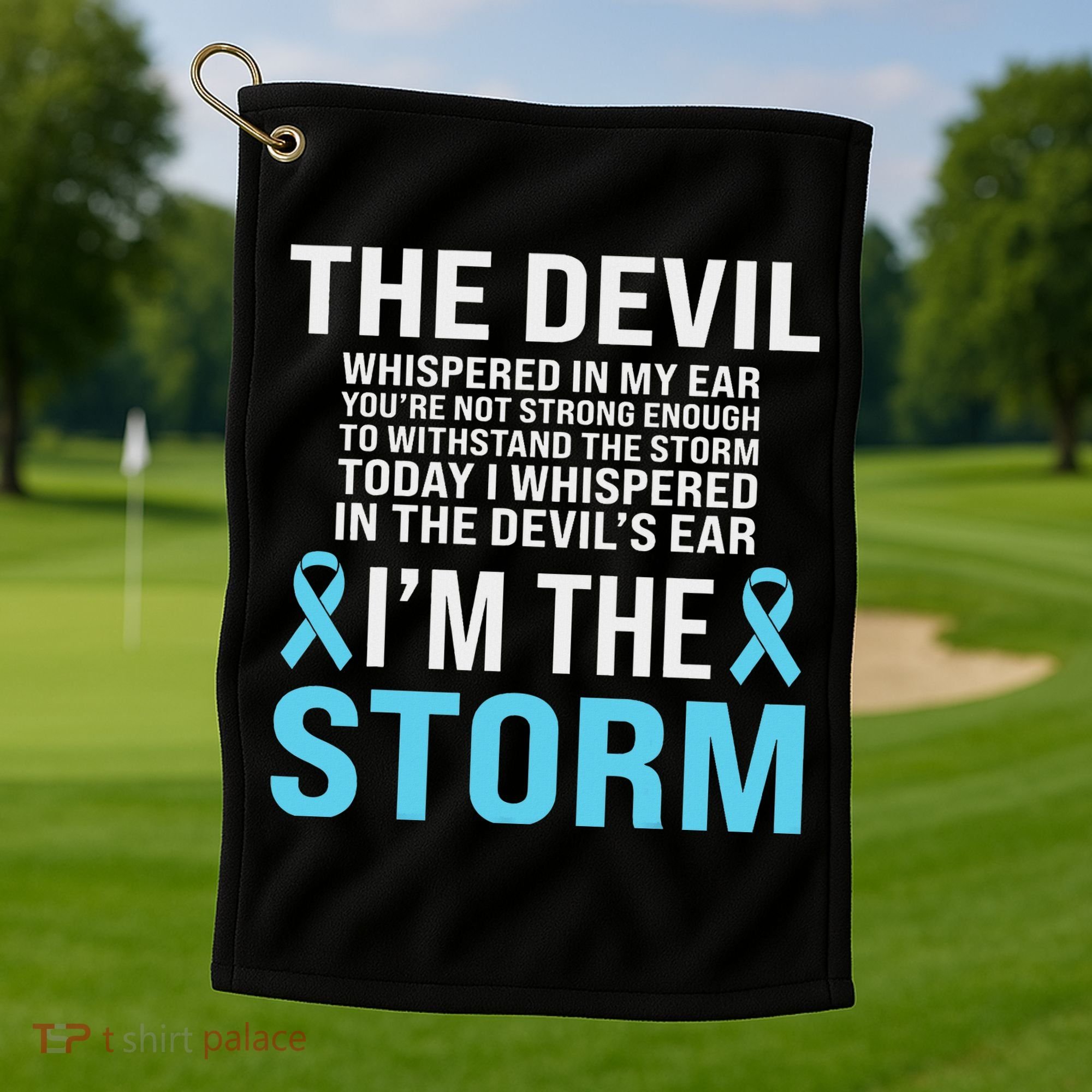 Prostate Cancer Awareness Light Blue Ribbon Dad Survivor Golf Towel