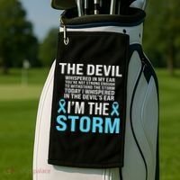 Prostate Cancer Awareness Light Blue Ribbon Dad Survivor Golf Towel thumb 2